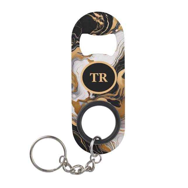 Luxe Black and Gold Marmor Mini Flaschenöffner (Vorderseite)