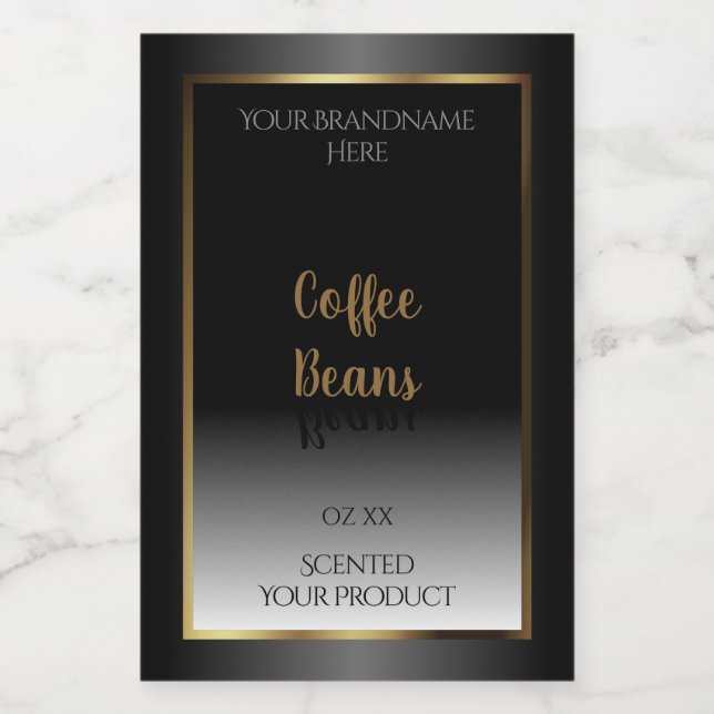 Luxe Black and White Étiquette Gold Frame (Étiquettes simples)