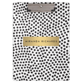 Luxe Black Confetti Dots II mit Gold Bar Klemmbrett