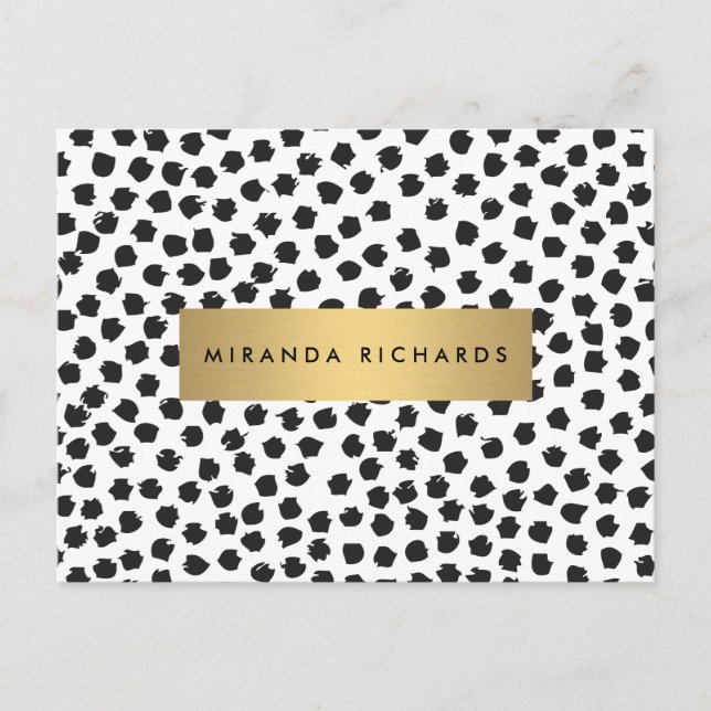 Luxe Black Confetti Dots II mit Gold Bar Postcard Postkarte (Vorderseite)
