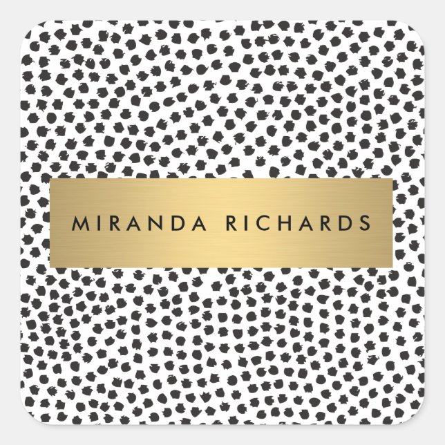 Luxe Black Confetti Dots mit Gold Bar Stickers (Vorderseite)