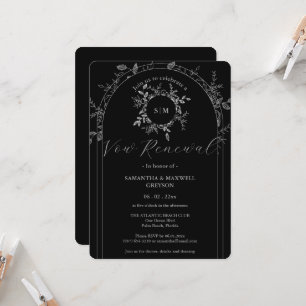 Luxe Black élégant Vow Renewal Invitation