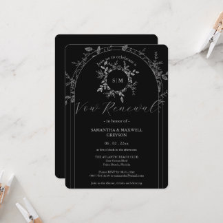 Luxe Black élégant Vow Renewal Invitation