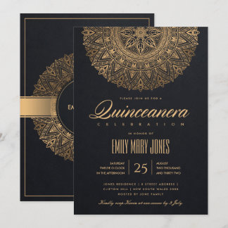 LUXE BLACK GOLD CLASSIC VERZIERT MANDALA QUINCEANE EINLADUNG