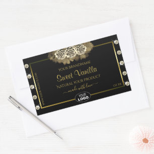 Luxe Black Gold Étiquettes Rose Bijoux Logo
