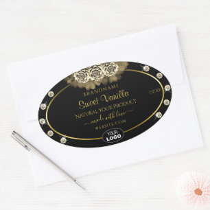 Luxe Black Gold Étiquettes Rose Bijoux Logo