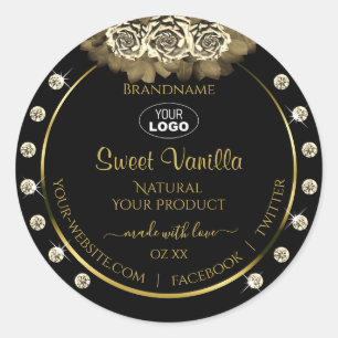 Luxe Black Gold Étiquettes Rose Bijoux Logo