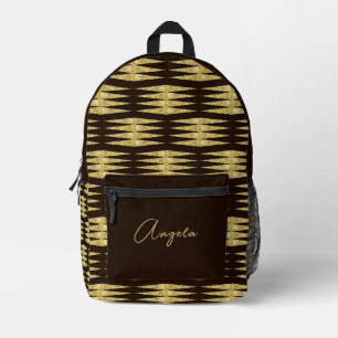Luxe Black Gold Glitzer Abstrakt Eleganter Name Bedruckter Rucksack