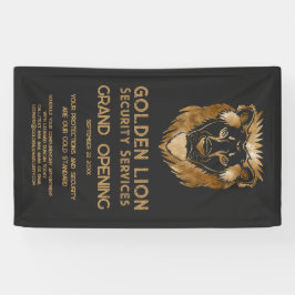 Luxe Black Gold Lion Business Logo Grand Opening Banner