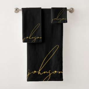 Luxe Black Gold Signature Script Monogramme