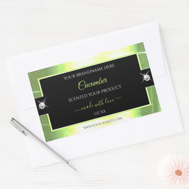 Luxe Black Light Green Brilliants Étiquette produi (Enveloppe)