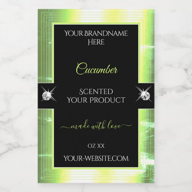 Luxe Black Light Green Brilliants Étiquette produi (Étiquettes simples)