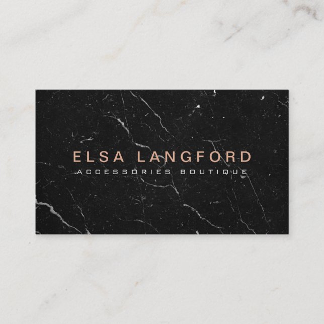 Luxe Black Marble I Boutique, Mode, Schmuck Visitenkarte (Vorderseite)
