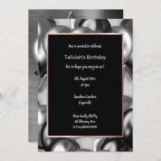 LUXE BLACK METALLIC BALLOON INVITATION EINLADUNG