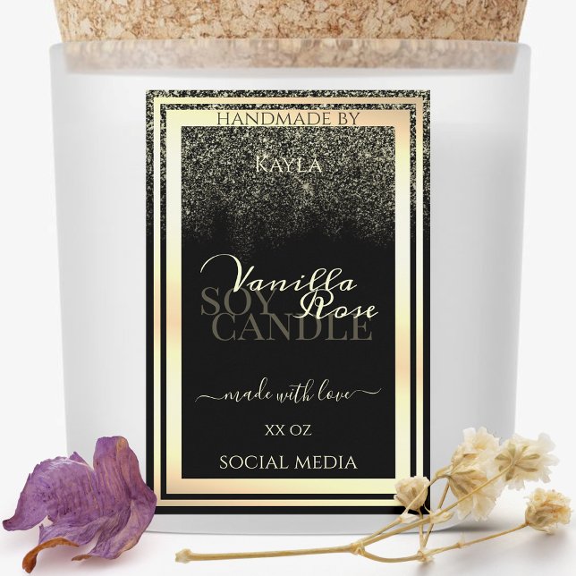 Luxe Black Product Packaging Étiquette Gold Frame (Créateur téléchargé)