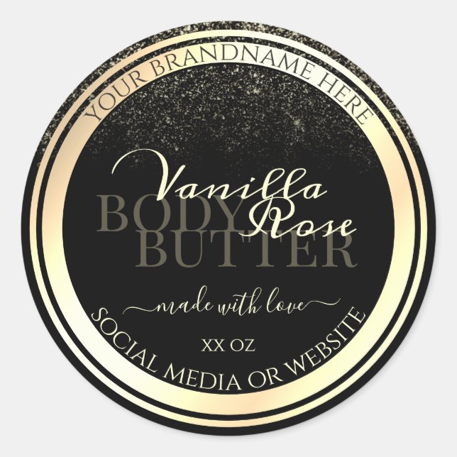 Luxe Black Product Packaging Étiquette Gold Frame (Devant)