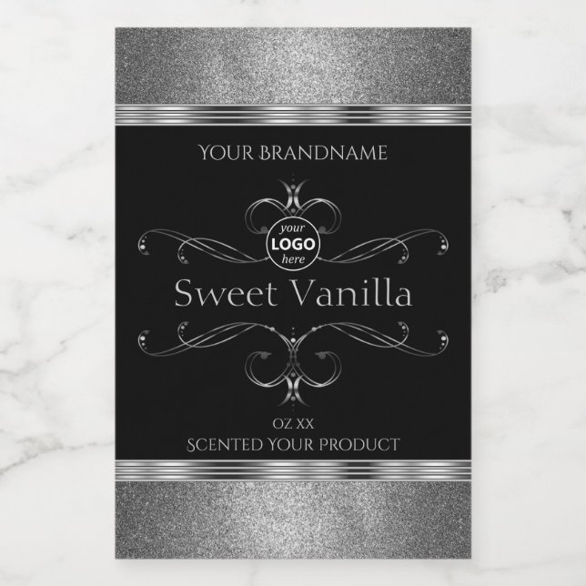 Luxe Black Silver Ornate Produit Étiquettes Ajoute (Étiquettes simples)
