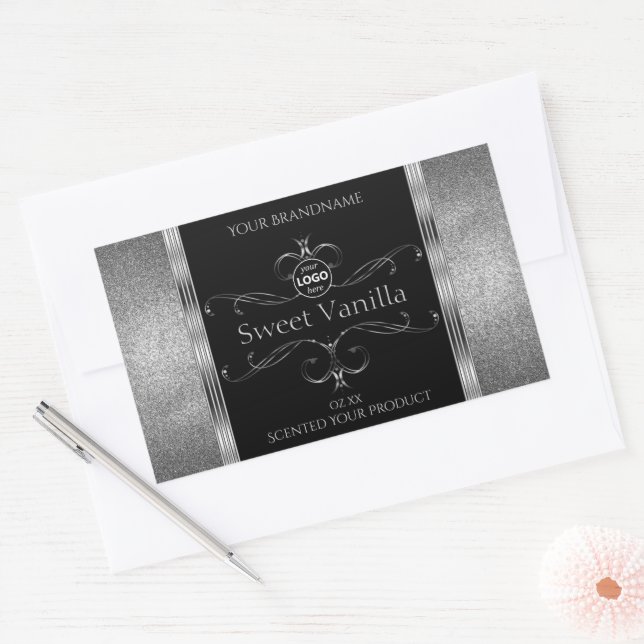Luxe Black Silver Ornate Produit Étiquettes Ajoute (Enveloppe)