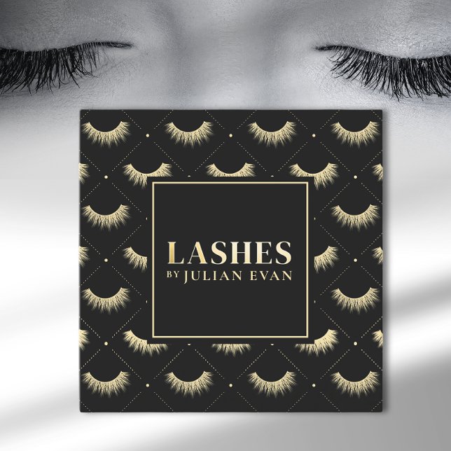 Luxe Black und Gold Eye lash Quadratische Visitenkarte (Von Creator hochgeladen)