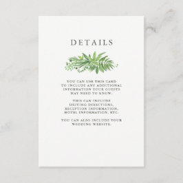Luxe Blätter Grüne botanische Hochzeitgäste Detail Begleitkarte