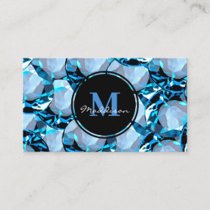 Luxe Blue Crystal Jewel Carte de visite design