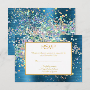LUXE BLUE RAINBOW HOLOGRAPHISCHE SPOT UAWG RSVP KARTE