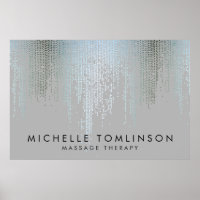 Luxe Blue Silver Confetti Rain Muster