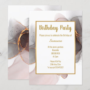 LUXE BLUSH BLACK CHIFFON BIRTHDAY EINLADUNG