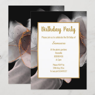 LUXE BLUSH BLACK RAUCHEY ROSE GEBURTSTAG EINLADUNG