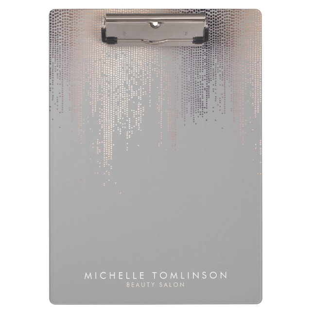 Luxe Blush Confetti Rain Muster Gray Klemmbrett (Vorderseite)