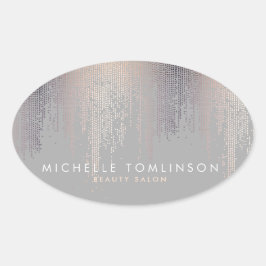 Luxe Blush Confetti Rain Muster Gray Ovaler Aufkleber