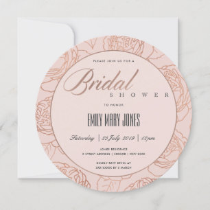 LUXE BLUSH PINK ROSE GOLD FLORAL BRAUTPARTY EINLADUNG