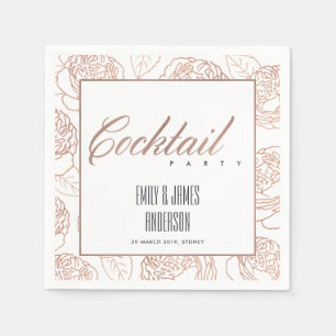 LUXE BLUSH PINK ROSE GOLD FLORAL COCKTAIL PARTY SERVIETTE