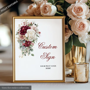 Luxe Boho Burgundy Mariage blanc Poster personnali