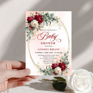 Luxe Boho Marron Floral Or Baby Shower Invitation