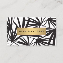 Luxe Bold Black and White Palm Blätter Spray Tan Visitenkarte
