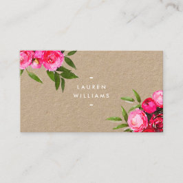 Luxe Bold Wasserfarbe Rose auf Kraft Business Card Visitenkarte