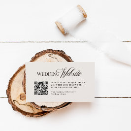 Luxe Braun und Elfenbein | Hochzeitswebsite QR Cod Begleitkarte