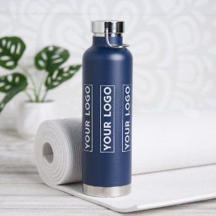 Luxe breites Logo-Muster Navyblau Trinkflasche