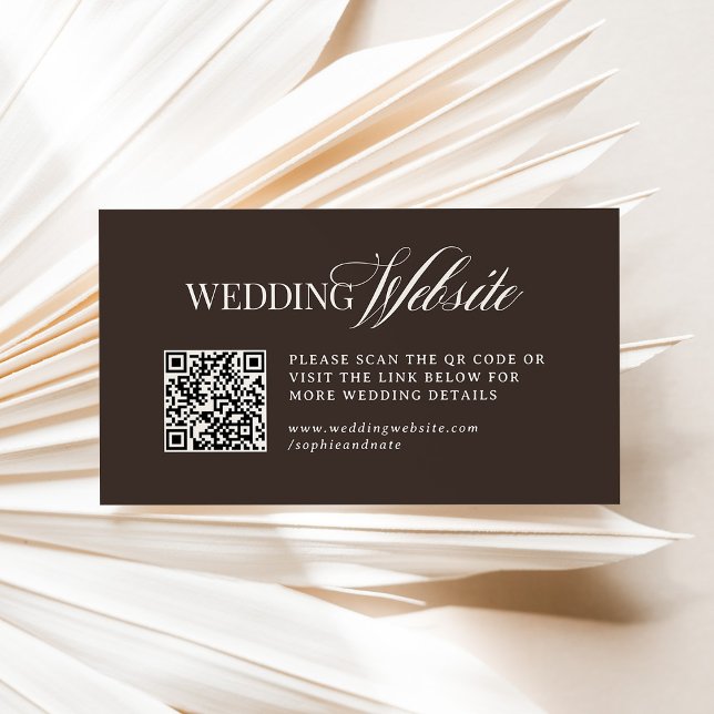 Luxe Brown | Hochzeitswebsite QR Code Begleitkarte (Von Creator hochgeladen)