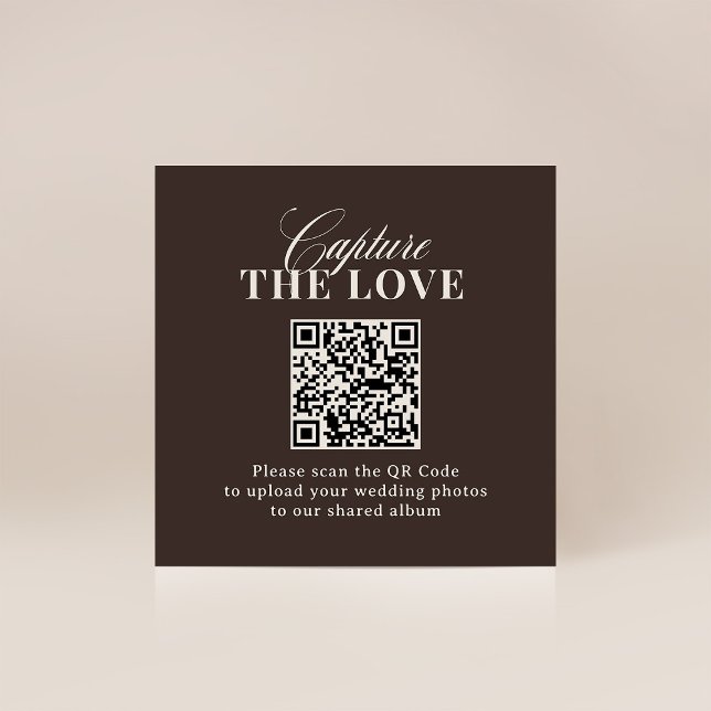 Luxe Brown | QR Code Wedding Capture the Love Begleitkarte (Von Creator hochgeladen)