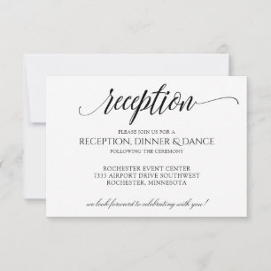 Luxe Calligraphy-Typografy Empfang Card   Schwarz Einladung