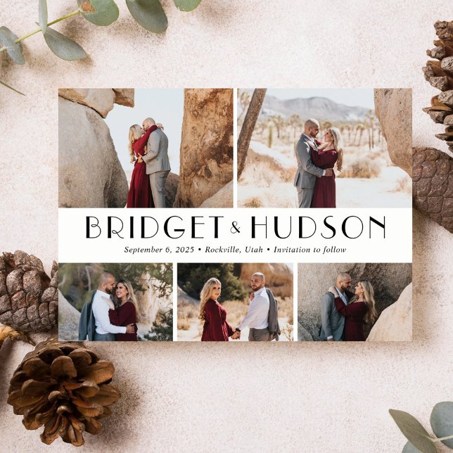 Luxe Collage Editable Color Save the Date Card Einladung (Von Creator hochgeladen)