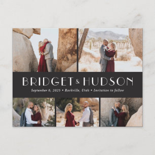 Luxe Collage Editable Color Save the Date Postcard Postkarte