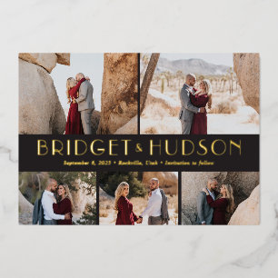 Luxe Collage FOIL Wedding Save the Date Card Folieneinladung