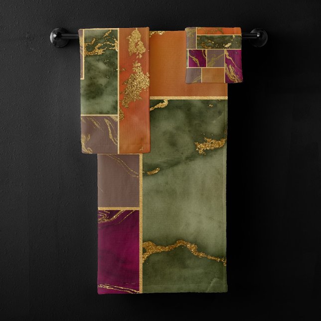 Luxe d'automne | Joyau d'or géométrique Marbre de  (Créateur téléchargé)