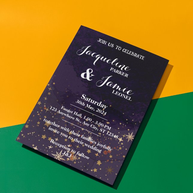 Luxe de l'aquarelle galaxie Faire-part de mariage (Luxury watercolor galaxy Wedding Invitation)