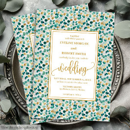 Luxe Deep Green Gold Greenerity Einladung Hochzeit