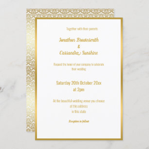 LUXE DELICATE GOLD LACE FAIRE-PART DE MARIAGE
