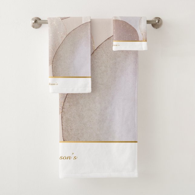 LUXE DESIGN NEUTRAL GOLD MONOCHROME BADHANDTUCH SET (Insitu)